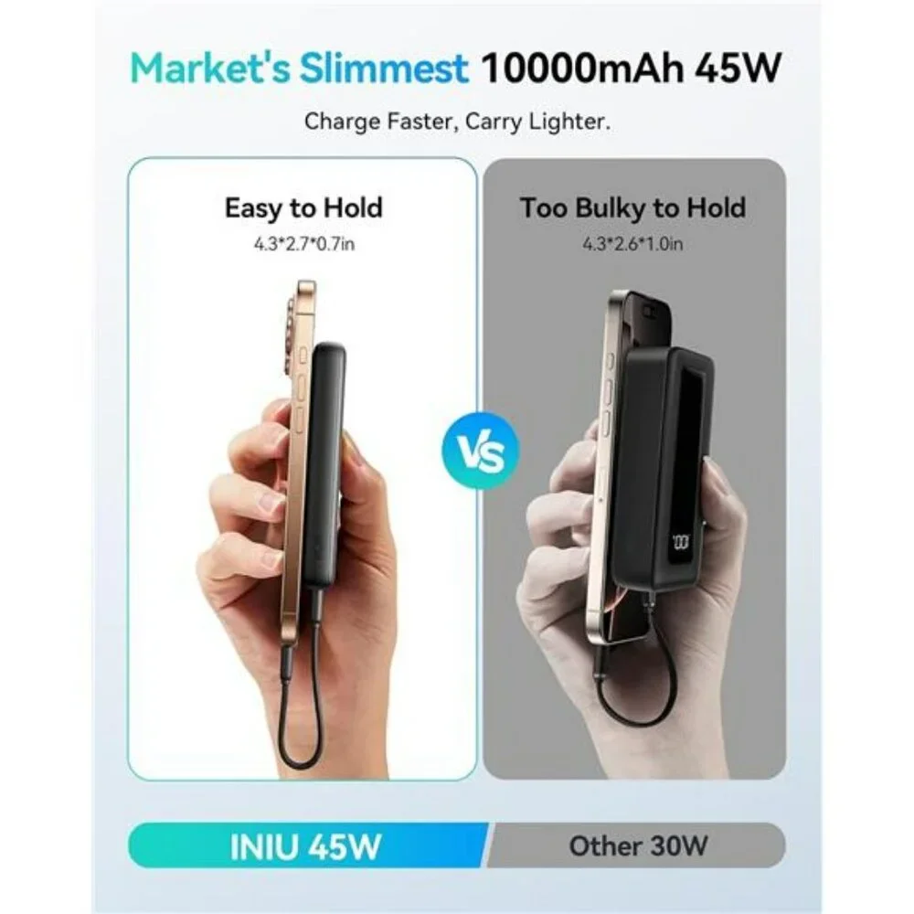 Portable Charger 10000mAh USB C Power Bank Fast Charging iPhone Samsung iPad